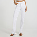 High waisted white flared jeans