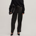 Women's faux leather straight leg trousers