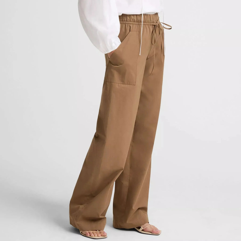 Women's wide leg pants with double drawstrings