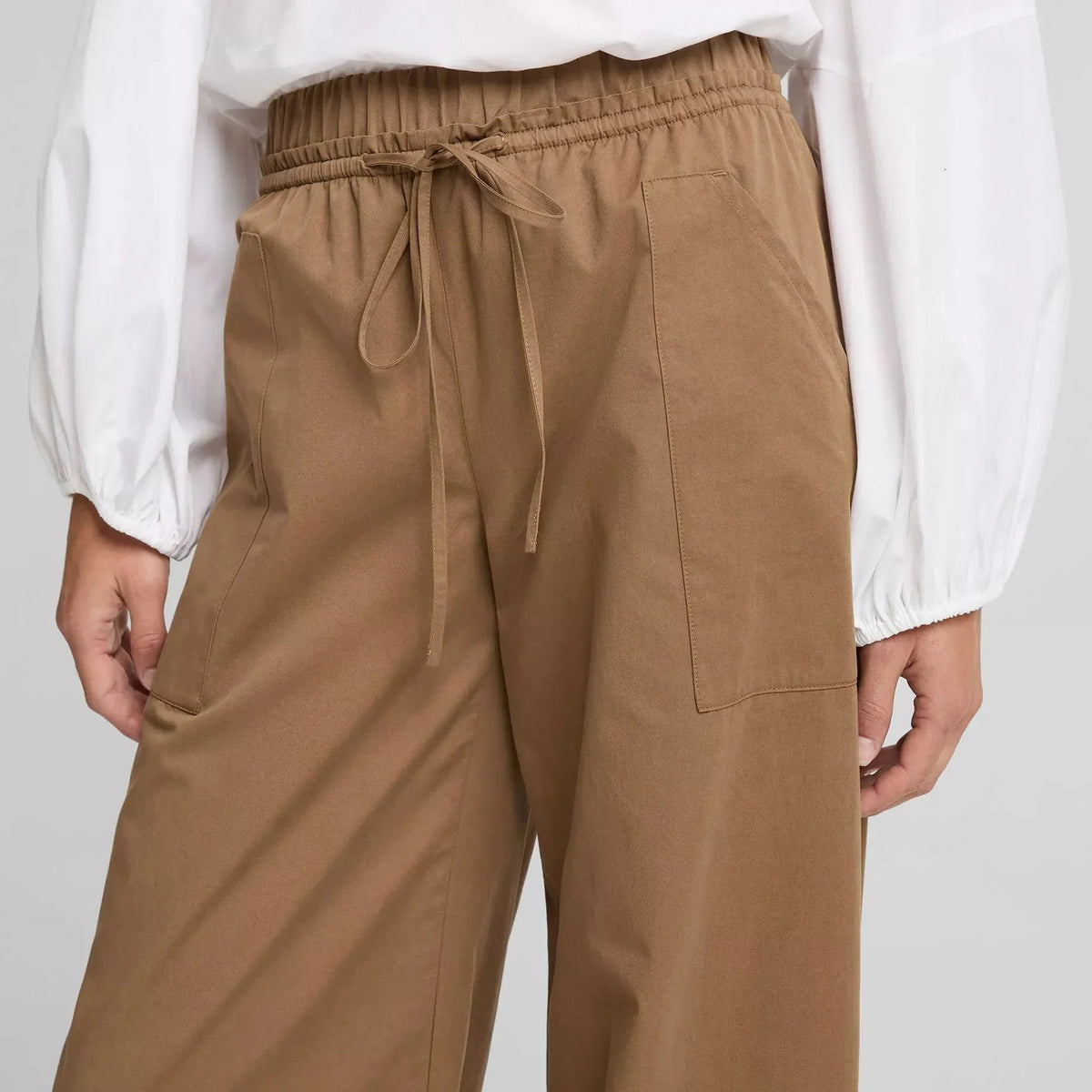 Women's wide leg pants with double drawstrings